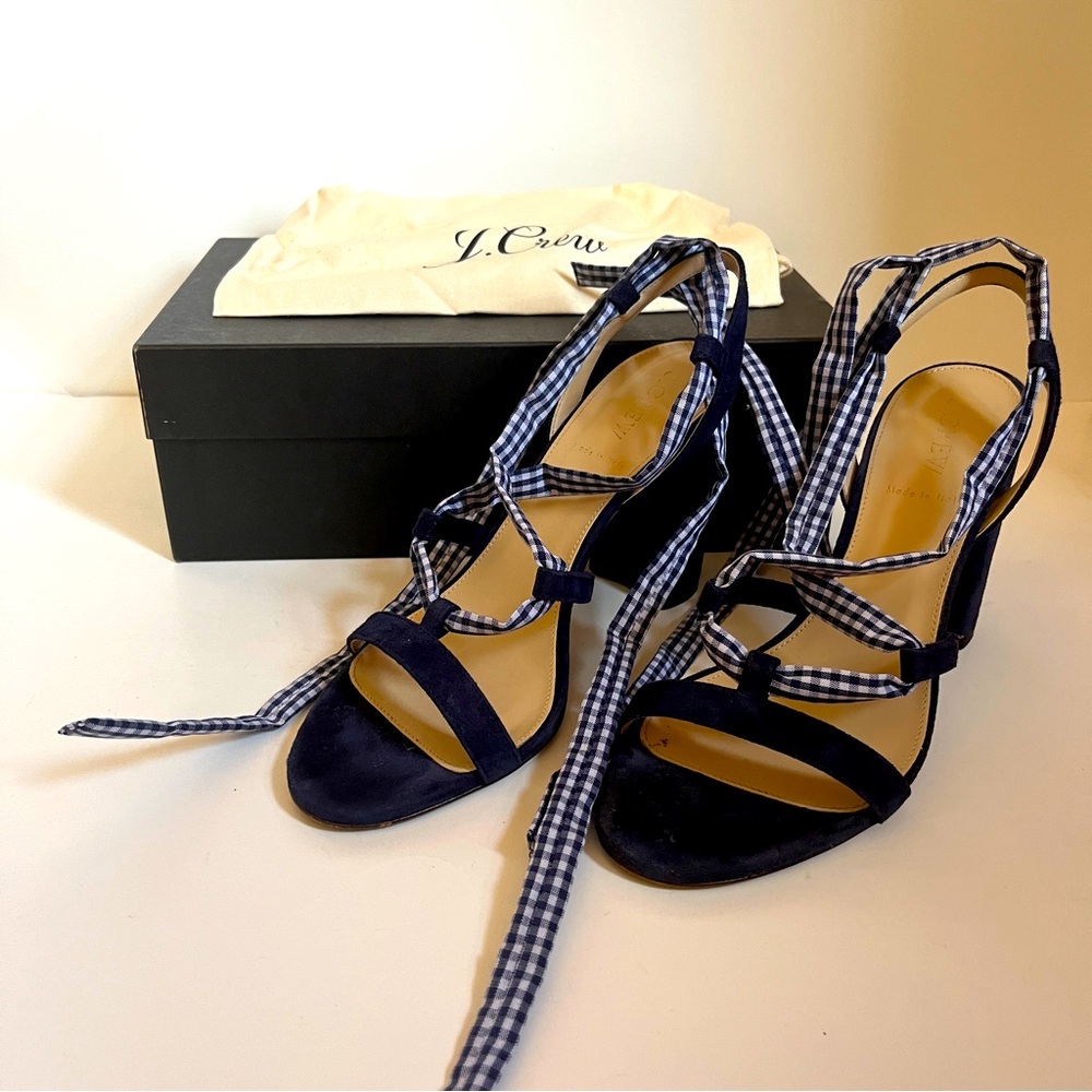 JCrew Stella gingham lace up sandal